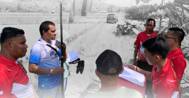 Jajaran Lapas Kelas IIA Baubau bersama Pihak Kantor Pertanahan saat melakukan pengukuran ulang lahan sawah milik Lapas. 